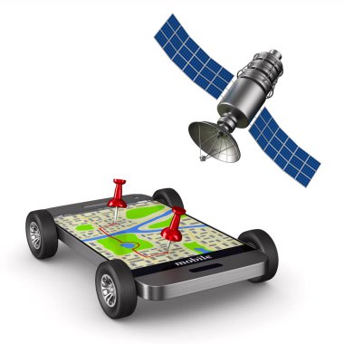 Telefon gezintisinde. İzole 3d çizim