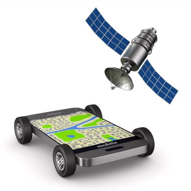 Telefon gezintisinde. İzole 3d çizim