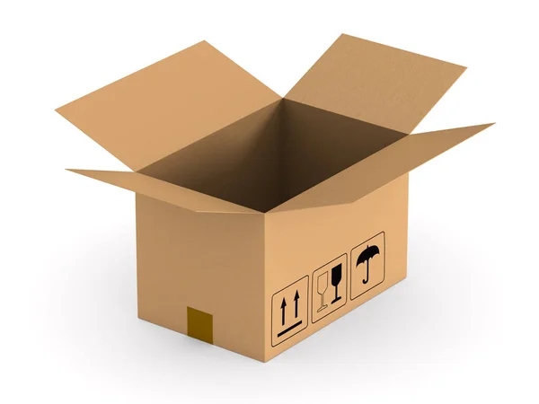 Open cargo box on white background. Isolated 3D illustration — Stock Photo, Image