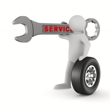 Beyaz arka plan üzerinde araba Servisi. İzole 3d çizim