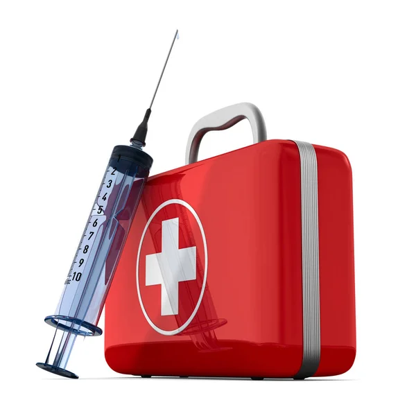 First aid kit on white background. Isolated 3D illustration — Stock Photo, Image