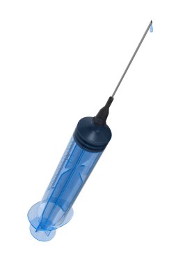 Beyaz arka plan üzerinde tıbbi şırınga. İzole 3d çizim