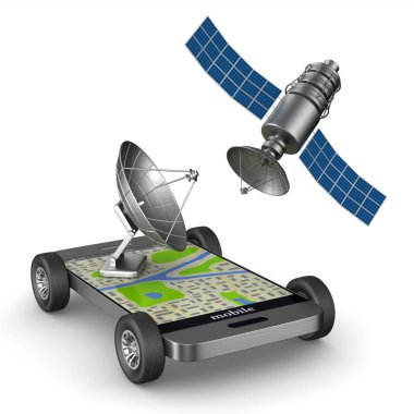 Telefon gezintisinde. İzole 3d çizim