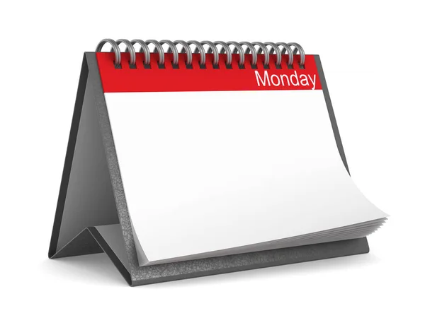 Ημερολόγιο για τη Δευτέρα σε άσπρο φόντο. Απομονωμένη 3d illustratio — Φωτογραφία Αρχείου