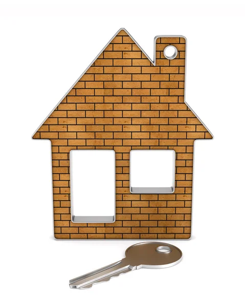 Anahtarlar ve beyaz arka plan üzerinde ev. izole 3d çizim — Stok fotoğraf