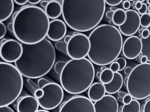 Pila de tubos metálicos. ilustración 3d — Foto de Stock
