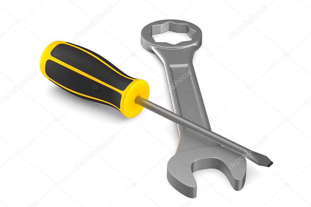 tools on white background. Isolated 3D illustration