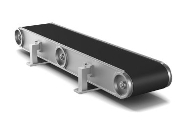 Konveyör beyaz arka plan üzerinde. İzole 3d çizim