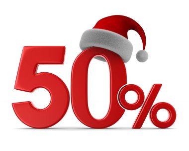 Beyaz arka plan üzerinde yüzde ellisi. İzole 3d çizim