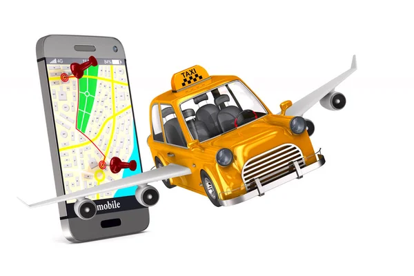 Gele taxi op witte achtergrond. Geïsoleerde 3d illustratie — Stockfoto