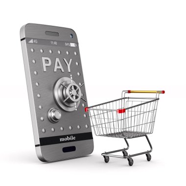 Beyaz arka plan üzerinde koruma telefon. İzole 3d çizim