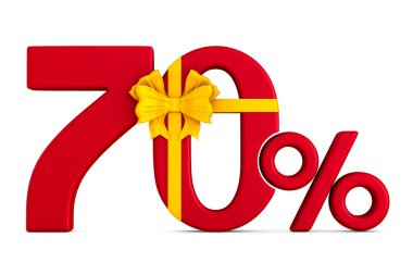 Beyaz arka plan üzerinde % 70'i. İzole 3d çizim