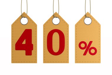 Beyaz zemin üzerine kırk yüzde. İzole 3d çizim