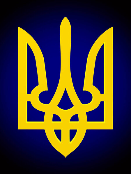 national emblem ukraine on blue background. Isolated 3D illustra