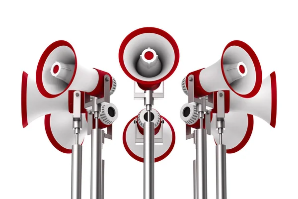 Set megaphones on white background. Isolated 3D illustration — Stock Photo, Image