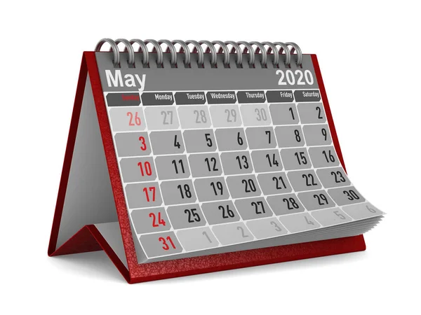 2020 jaar. Kalender voor mei. Geïsoleerde 3D illustratie — Stockfoto