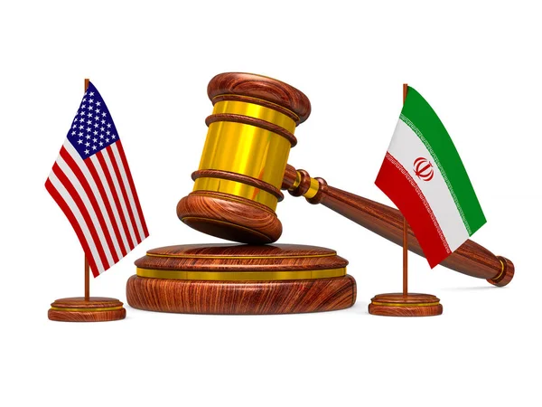 Relationship between America and Iran on white background. Isola — Stock Photo, Image