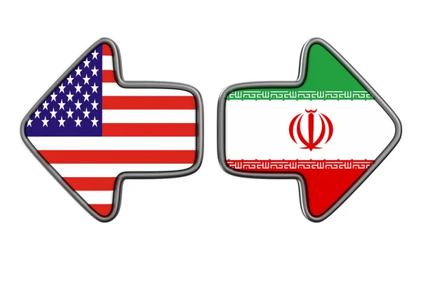 Relationship between America and Iran on white background. Isola — Stock Photo, Image