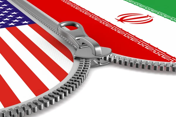 Relationship between America and Iran on white background. Isola — Stock Photo, Image