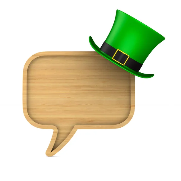Día de San Patricio. Sombrero verde y discurso de burbuja sobre fondo blanco . —  Fotos de Stock