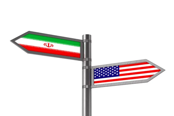 Relationship between America and Iran on white background. Isola — Stock Photo, Image