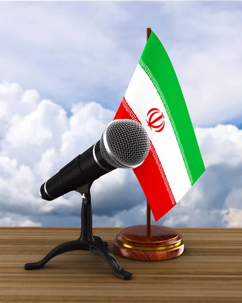 Microphone and flag iran. 3d illustration — Stock Photo, Image