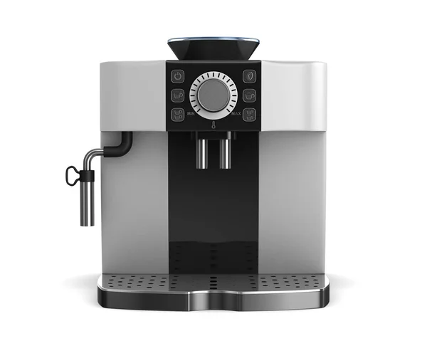 Mesin kopi dengan latar belakang putih. Ilustrasi 3d yang terisolasi — Stok Foto