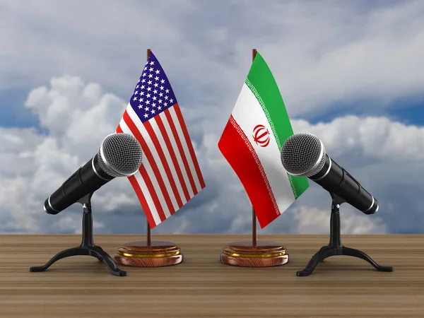 Relationship between America and Iran on white background. Isola — Stock Photo, Image