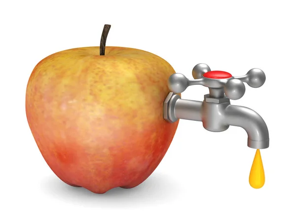 Äpple och kran på vit bakgrund. Isolerad 3D-illustration — Stockfoto