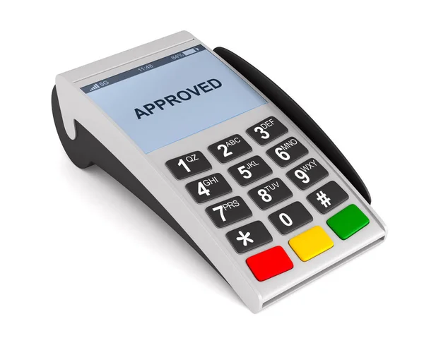 POS terminal på vit bakgrund. Isolerad 3D-illustration — Stockfoto