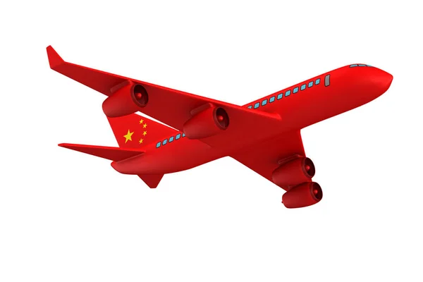 Avião chinês no fundo branco. Isolado ilustração 3D — Fotografia de Stock