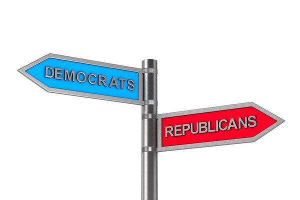 выбор между республиканцами и демократами. Изолированные 3D иллюстрации
