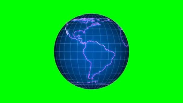 Globus Auf Grünem Hintergrund Isolierte Darstellung — Stockvideo