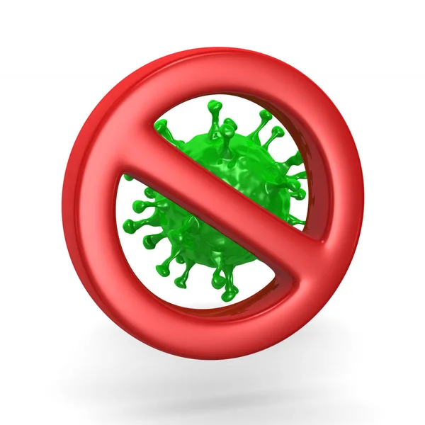 Stop virus op witte achtergrond. Geïsoleerde 3D illustratie — Stockfoto