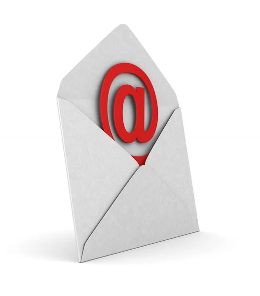 Envelope Aberto Mail Símbolo Fundo Branco Isolado Ilustração — Fotografia de Stock