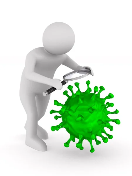 Beyaz Arka Planda Virüs Araştırması Zole Edilmiş Boyutlu Illüstrasyon — Stok fotoğraf