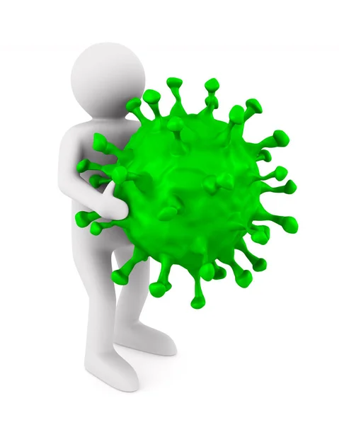 Man Med Virus Vit Bakgrund Isolerad Illustration — Stockfoto