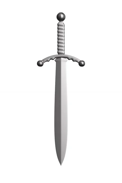 白色背景的剑 孤立的3D插图 — 图库照片