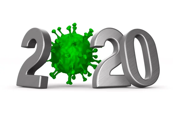 2020 Och Virus Vit Bakgrund Isolerad Illustration — Stockfoto