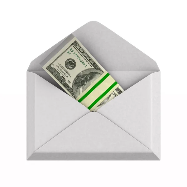 Enveloppe Met Geld Witte Achtergrond Geïsoleerde Illustratie — Stockfoto