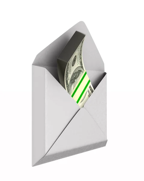 Umschlag Mit Geld Auf Weißem Hintergrund Isolierte Illustration — Stockfoto