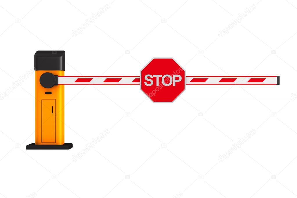 closed automatic barrier on white background. Isolated 3D illustration