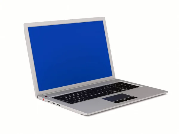 Laptop Vit Bakgrund Isolerad Illustration — Stockfoto