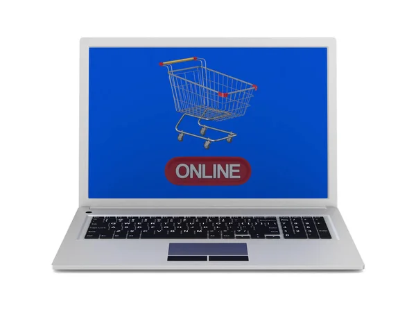 Online Shopping Vit Bakgrund Isolerad Illustration — Stockfoto