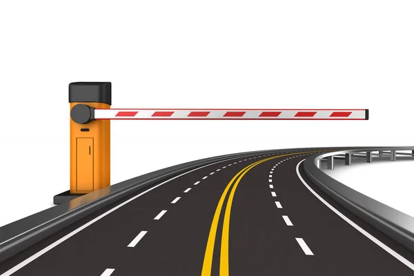 Barrera Automática Cerrada Carretera Sobre Fondo Blanco Ilustración Aislada — Foto de Stock