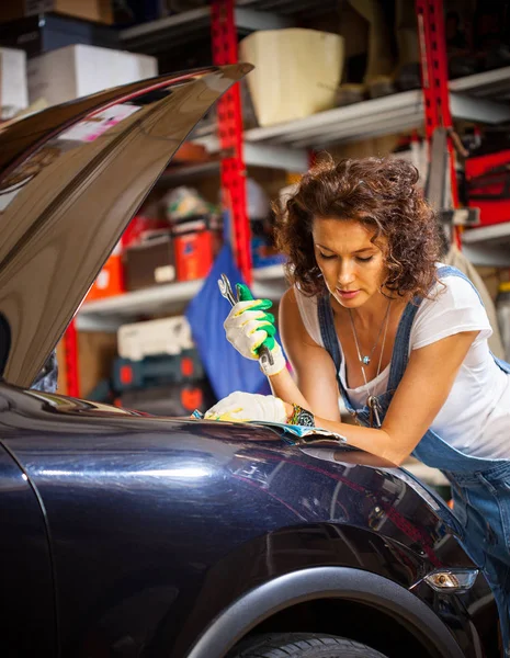 woman car mechanic in a garage
