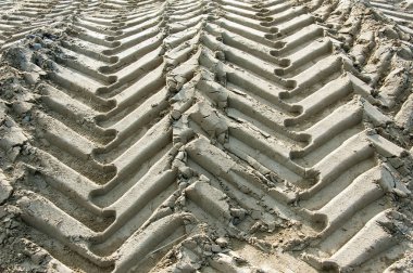 Traktör tekerlek kuma izler.