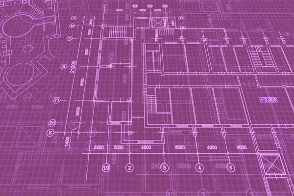 Architectural background with technical drawings. Site plan texture. House blueprint, drawing, part of architectural project.
