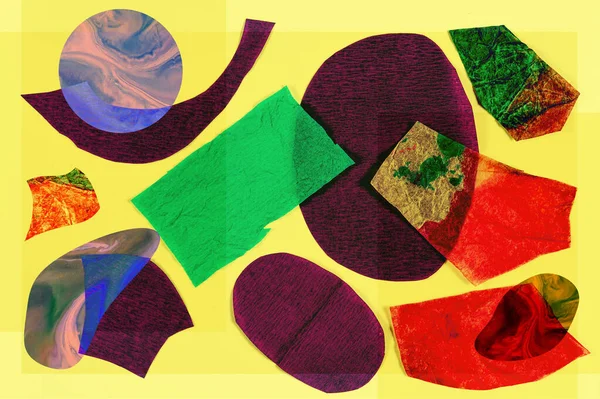 Zeitgenössische Kunst abstrakte Muster mood board. Handgemachte Collage aus Scherenschnitten. Hintergrund: Mixed Media Textur. Trendkunst, kreative Zine-Kultur. — Stockfoto