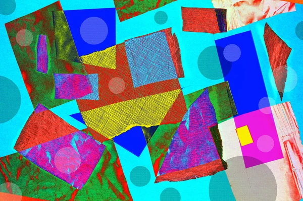 Tableau d'humeur de modèle abstrait d'art contemporain. Collage fait à la main en coupures de papier. Technique mixte texture arrière-plan. Tendance art, culture créative zine. — Photo